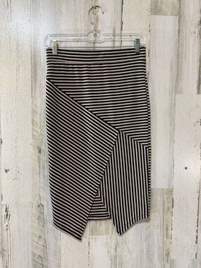 iris Black & White Striped Asymmetric Pencil Skirt